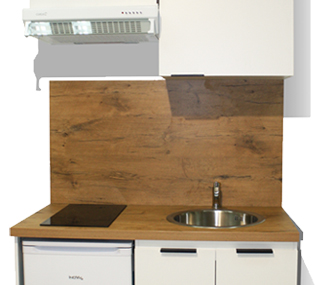 Kitchenette avec frigo, four, induction – MDB160 surface ardoise
