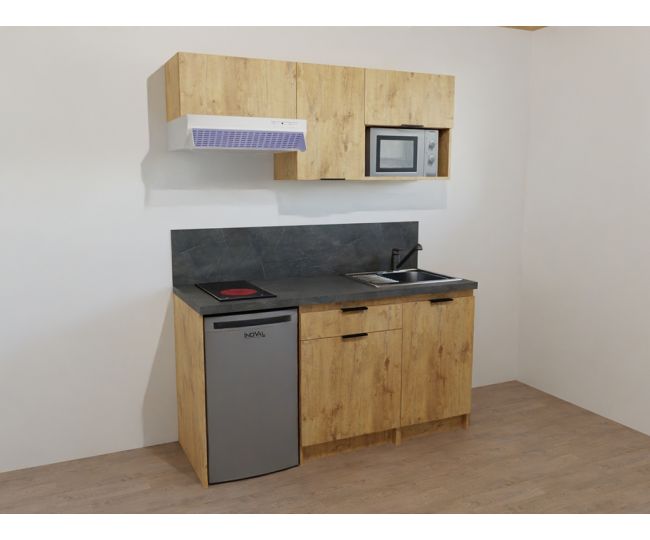 KITCHENETTE COULEUR 160CM - EMPLACEMENT RÉFRIGÉRATEUR 48cm / 1 PORTE + 1  TIROIR / 1 PORTE - 22B