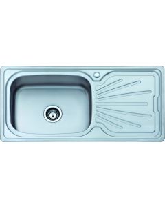 Evier inox rectangulaire avec egouttoir - 100 cm