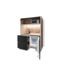 Mini Cuisine Arche 126 cm - INCLUS : évier, robinetterie, led + RÉFRIGÉRATEUR