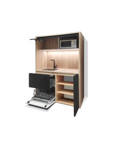 Mini Cuisine Arche 126 cm - INCLUS : évier, robinetterie, led + LAVE-VAISSELLE