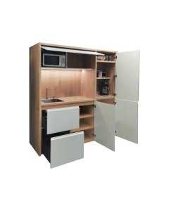 Mini Cuisine Arche 186 cm - INCLUS : évier, robinetterie, led