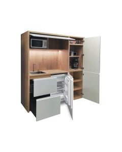Mini Cuisine Arche 186 cm - INCLUS : évier, robinetterie, led + RÉFRIGÉRATEUR