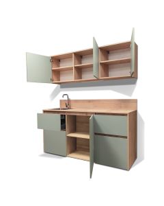 Mini Cuisine BOX 182 cm - INCLUS : Évier + Robinetterie + Led