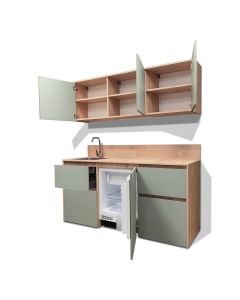 Mini Cuisine BOX 182 cm - INCLUS : RÉFRIGÉRATEUR + Évier + Robinetterie + Led