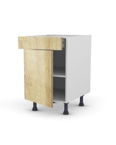 Meuble bas chêne golden 60 cm + façade 1 PORTE / 1 TIROIR