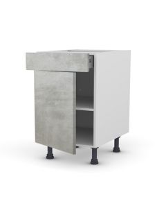 Meuble bas 60 cm + façade 1 PORTE / 1 TIROIR CIMENTO