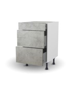 Meuble bas 40 cm + façade 3 TIROIRS Cimento
