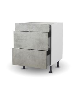 Meuble bas 80 cm - Façade 3 TIROIRS Cimento