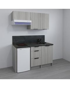 SOLDES 2025 - KITCHENETTE COULEUR 140CM - EMPLACEMENT RÉFRIGÉRATEUR / 1 PORTE / 3 TIROIRS - 17B