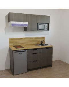 KITCHENETTE COULEUR 160CM - EMPLACEMENT RÉFRIGÉRATEUR 48cm / 3 TIROIRS / 1 PORTE - 22H