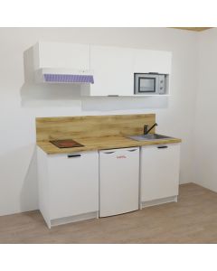 KITCHENETTE BLANCHE 180CM - 1 PORTE / 1 EMPLACEMENT RÉFRIGÉRATEUR 55cm / 1 PORTE - 29H