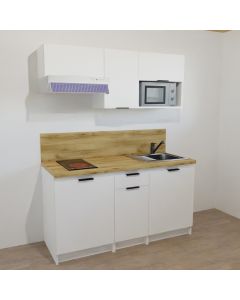 KITCHENETTE BLANCHE 160CM - 1 PORTE / 1 PORTE + 1 TIROIR / 1 PORTE - 24B