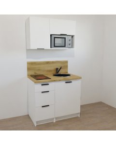 KITCHENETTE BLANCHE 100CM - 1 PORTE / 3 TIROIRS - 11B