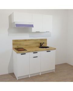 KITCHENETTE BLANCHE 140CM - 1 PORTE / 1 PORTE + 1 TIROIR / 1 PORTE - 19H