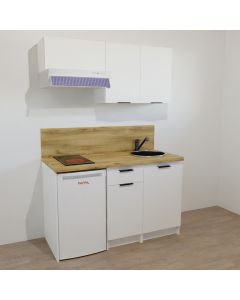 KITCHENETTE BLANCHE 140CM - EMPLACEMENT REFRIGÉRATEUR / 1 PORTE + 1 TIROIR / 1 PORTE - 18H