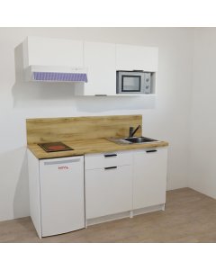 KITCHENETTE BLANCHE 160CM - 1 PORTE + TIROIR / EMPLACEMENT RÉFRIGÉRATEUR / 1 PORTE - 22B