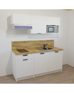 KITCHENETTE BLANCHE 180CM - 1 PORTE + 1 TIROIR / 1 DOUBLE PORTES - 30B