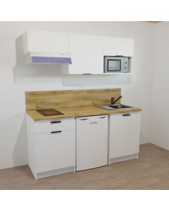 KITCHENETTE BLANCHE 180CM - 1 PORTE / 1 EMPLACEMENT RÉFRIGÉRATEUR 55cm / 1 PORTE + 1 TIROIR - 29B