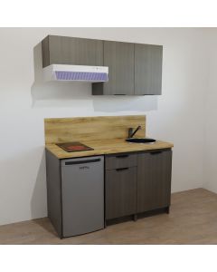 KITCHENETTE COULEUR 140CM - EMPLACEMENT RÉFRIGÉRATEUR / 1 PORTE + 1 TIROIR / 1 PORTE - 18H