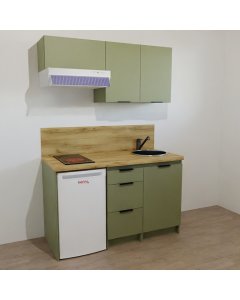 KITCHENETTE COULEUR 140CM - EMPLACEMENT RÉFRIGÉRATEUR / 1 PORTE / 3 TIROIRS - 17B