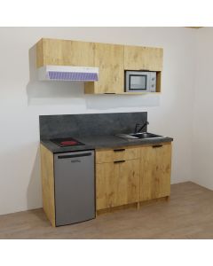 KITCHENETTE COULEUR 160CM - EMPLACEMENT RÉFRIGÉRATEUR 48cm / 1 PORTE + 1 TIROIR / 1 PORTE - 22B