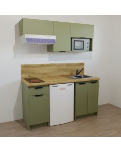KITCHENETTE COULEUR 160CM - DOUBLE PORTES / EMPLACEMENT RÉFRIGÉRATEUR 55CM / 1 PORTE + 1 TIROIR - 23B
