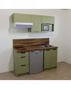 KITCHENETTE COULEUR 160CM - DOUBLE PORTES / EMPLACEMENT RÉFRIGÉRATEUR 55CM / 3 TIROIRS - 23H