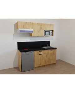 SOLDES 2025 - KITCHENETTE COULEUR 160CM - EMPLACEMENT RÉFRIGÉRATEUR 48cm / 1 PORTE + 1 TIROIR / 1 PORTE - 22B
