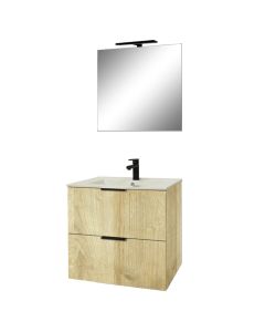 80cm - 2 TIROIRS / MEUBLE + VASQUE + MIROIR + LED