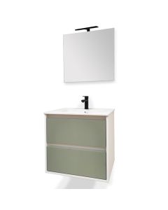 60cm - 2 TIROIRS / MEUBLE + VASQUE + MIROIR + LED (VISTA ECO)