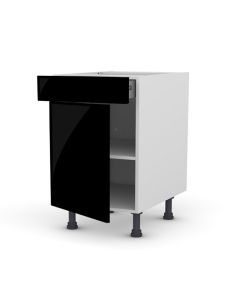 Meuble bas 60 cm + façade 1 PORTE / 1 TIROIR Shogui Noir
