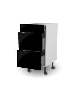 Meuble bas 40 cm + façade 3 TIROIRS Shogui Noir