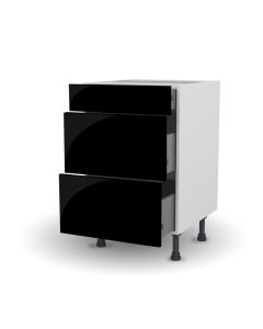 Meuble bas 60 cm + façade 3 TIROIRS Shogui Noir