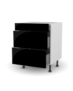 Meuble bas 80 cm - Façade 3 TIROIRS Shogui Noir