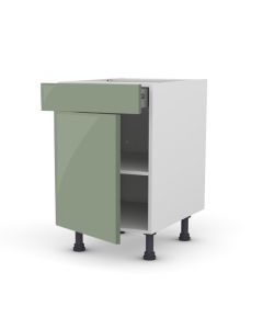 Meuble bas 60 cm + façade 1 PORTE / 1 TIROIR Terra Vert Argile