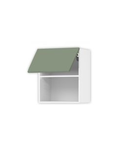 Meuble haut 60 cm pour MICRO-ONDES + façade 1 Porte relevante Terra Vert Argile