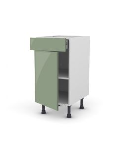 Meuble bas 40 cm + façade 1 PORTE / 1 TIROIR Terra Vert Argile