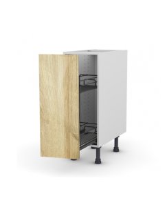 Meuble bas 30 cm + façade 1 PORTE Coulissante + 1 Aménagement PAIN BOUTEILLE - Chêne Golden