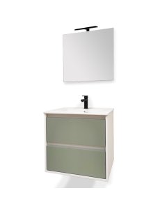 60cm - 2 TIROIRS / MEUBLE + VASQUE + MIROIR + LED (VISTA ECO)